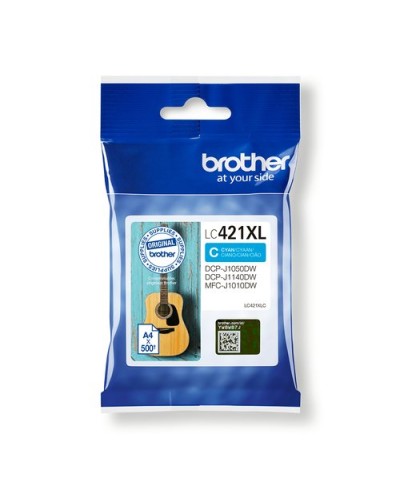 BROTHER LC-421XLC Cyan Ink Cartridge - 500 Pages - DCP-J1050DW MFC-J1010DW