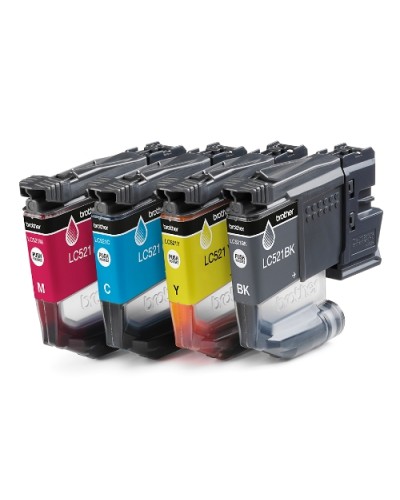 BROTHER LC-521VAL Ink Cartridge Kit - 4 Cartridges - 500 Pages - For DCPJ1260W DCPJ1310DW DCPJ1360DW DCPJ1460DW