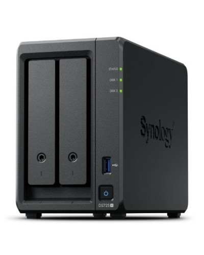 SYNOLOGY DS725+ NAS TOWER 2XHDD NOHDD 3.5''/2.5'' SATA + 2x M.2 NVMe SSD 1x1GBe 1x2.5GBe 4GB RAM 2C 2.6 GHz AMD Ryzen R1600 CPU