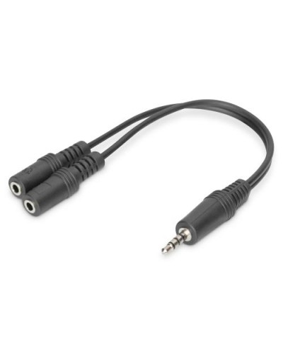 AUDIO LINK CABLE MINI JACK 3.5mm TO 2x MINI JACK 3.5MM, M/FF, 1.8M, BLACK, FOR MICROPHONE AND PC HEADPHONES ON SMARTPHONE, AK510