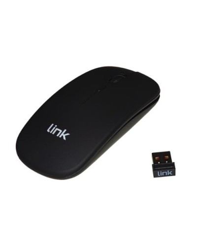 LINK WIRELESS OPTICAL MOUSE WITH USB RECEIVER, BUILT-IN RECHARGEABLE BATTERIES, 1600 DPI, BLACK, LKMOS34