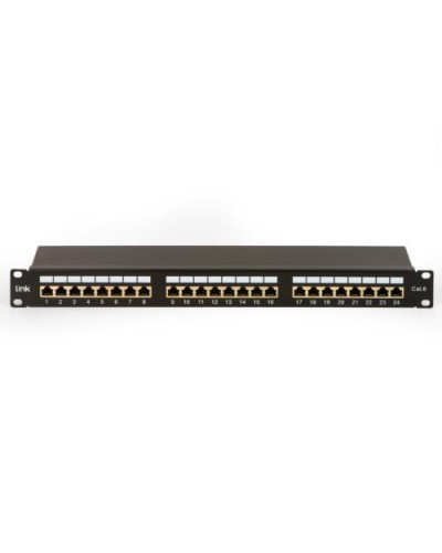 19'' Shielded Patch Panel 24 Port RJ45 Cat6 - 1U Black - LKP624S