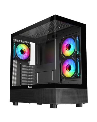 ITEK SHOWBUI 42B Gaming Tower Case - ATX, 3x12cm ARGB Fans, 2xUSB3, Type-C, Tempered Glass Side & Front Panel - ITGCASB42B