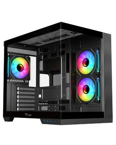 ITEK TOWER "DARK CAVE DS" Gaming Case 2*USB3, 1*USB-C 3*12cm ARGB Fans, Tempered Glass Side & Front, ITGCADCDSB