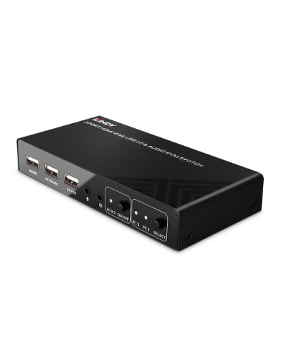 LINDY HDMI 4K60 KVM Switch, USB 2.0 & Audio, 2 Port - 32809