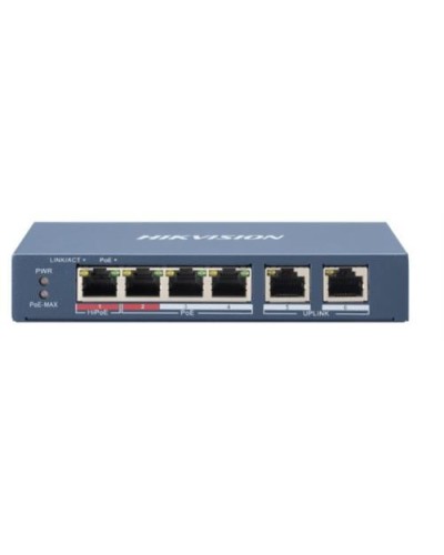 HIKVISION L2 Unmanaged Switch, 4 PoE Ports, 2 Uplink Ports, Hi-PoE 60W