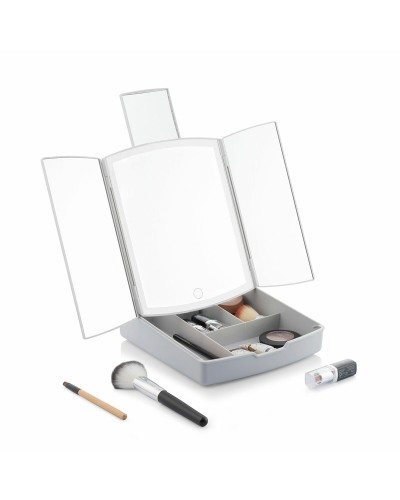 Klappbarer Spiegel mit LED und 3-in-1-Make-up-Organizer Panomir InnovaGoods Weiß (Restauriert B)