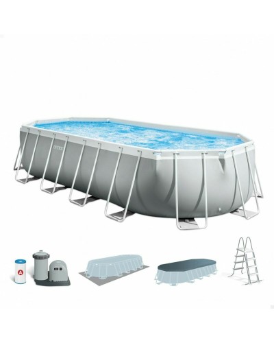 flyttbar pool Intex Prism Frame 610 x 122 x 305 cm 610 x 305 x 122 cm 18.202 l Grå Oval