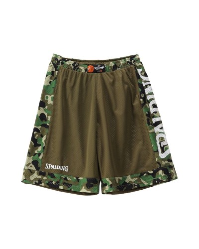 Basketballshorts für Herren Spalding Braun Militärgrün Reversibel