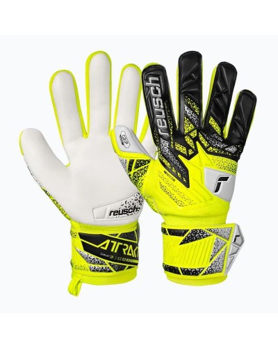 Goalkeeper Gloves Reusch Attrakt Grip safe Yellow Adults