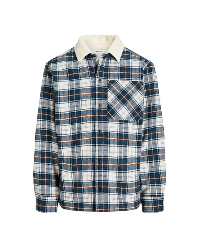 Miesten pitkähihainen paita Jack & Jones Jjzac Teddy Overshirt Ls Tummansininen