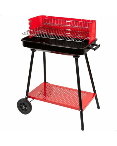 Roues de barbecue au charbon de bois Aktive Acier Plastique 66 x 44 x 85 cm Rectangulaire Rouge