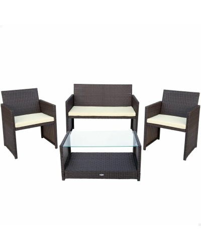 Mobili da giardino Aktive Rattan Nero 4 Pezzi