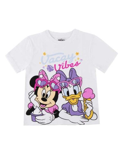 T shirt à manches courtes Enfant Minnie Mouse Blanc