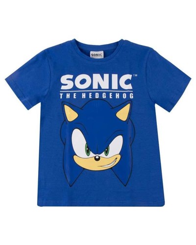 Maglia a Maniche Corte per Bambini Sonic Azzurro