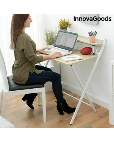 Bureau Pliable avec Étagère Tablezy InnovaGoods V0103260 Bois (Reconditionné C)