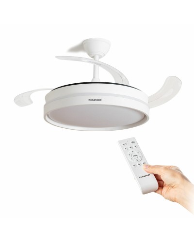 Plafondventilator met ledverlichting en 4 inklapbare bladen InnovaGoods 72 W Ø49-104 cm Wit (Refurbished A)