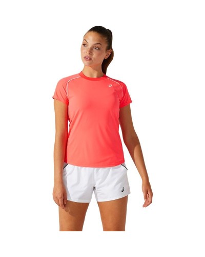 Maillot de Corps de Sport à Manches Coupe Asics Court Piping W Corail