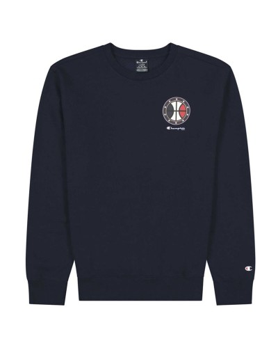 Felpa senza Cappuccio Uomo Champion USA Crewneck Blu scuro