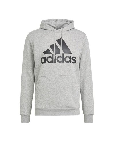 Felpa con Cappuccio Uomo Adidas Essentials Fleece Big Logo Grigio chiaro