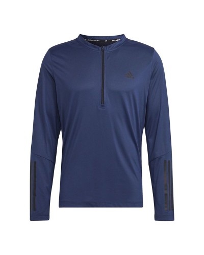 Heren-T-Shirt met Korte Mouwen Adidas 1/4-Zip Donkerblauw