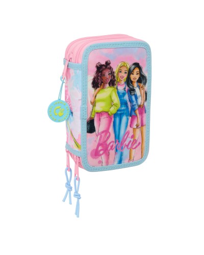Trousse Scolaire avec Accessoires Barbie Painterly Rose Bleu ciel 12,5 x 19,5 x 5,5 cm 37 Pièces