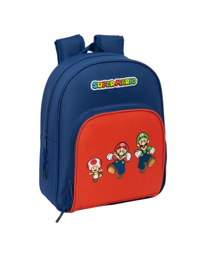 Zaino Scuola Super Mario Mamma mia Rosso Blu Marino 28 x 34 x 10 cm