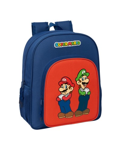 Zaino Scuola Super Mario Mamma mia Rosso Blu Marino 32 x 38 x 12 cm