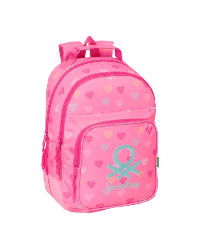 Skolryggsäck Benetton Heart Rosa 32 x 42 x 15 cm