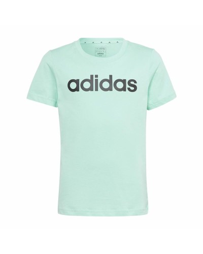 Camiseta de Manga Corta Infantil Adidas Linear Logo Verde Aguamarina