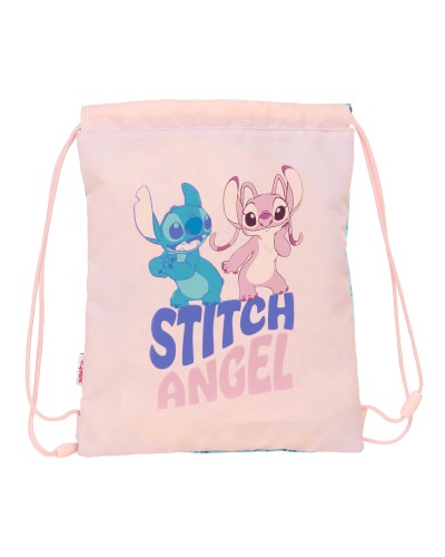 Sac à dos serré par des ficelles Lilo & Stitch Ohana Bleu Rose 26 x 34 x 1 cm