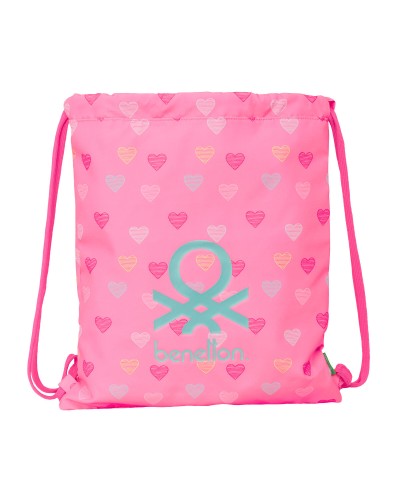 Rucksacktasche mit Bändern Benetton Heart Rosa 35 x 40 x 1 cm