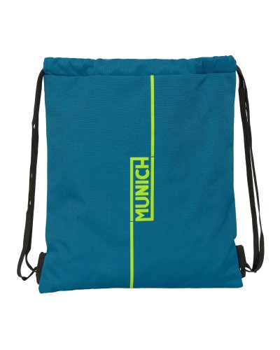 Sac à dos serré par des ficelles Munich Land Noir Vert 35 x 40 x 1 cm