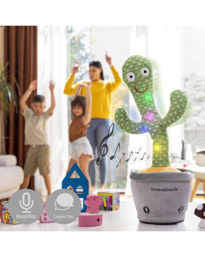 Oplaadbare Dansende en Pratende Cactus met Muziek en Meerkleurige Led's Cacxi InnovaGoods Groen (Refurbished A)
