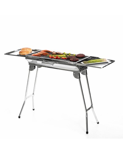 Barbecue au Charbon de Bois Pliable en Acier Inoxydable ExelQ InnovaGoods Gris (Reconditionné C)