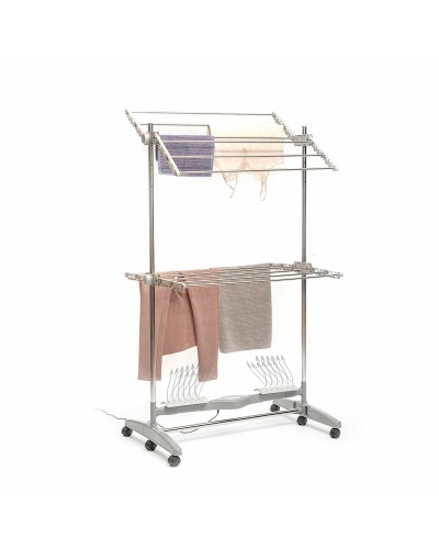 Étendoir à linge électrique pliable avec flux d'air naturel Dryllon InnovaGoods 24 W 12 Barres Gris (Reconditionné A)