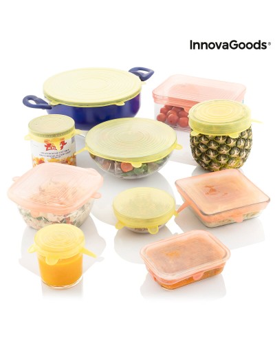 Set van 10 herbruikbare en aanpasbare keukendeksels Lilyd InnovaGoods Siliconen Geel (Refurbished A)