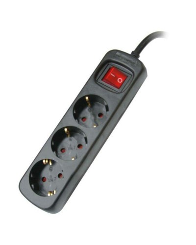 Ellist 3 Schuko-uttag med brytare Silver Electronics 9643 Svart