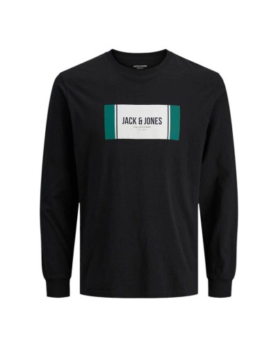 T-shirt à manches longues homme Jack & Jones Jjhayato Ls Crew Noir