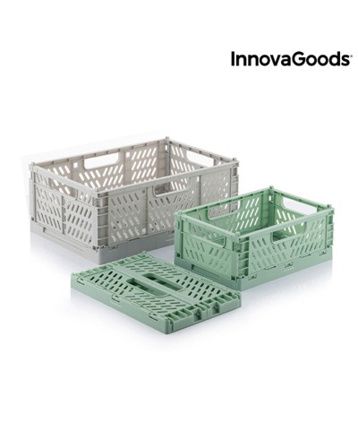 3 taitettavan ja pinottavan laatikon setti Boxtor InnovaGoods V0103244 Muovinen 3 Kappaletta (Kunnostetut Tuotteet B)