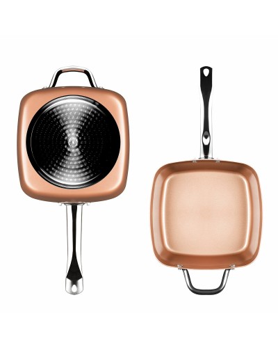 All-Purpose Copper Pan Set 5 in 1 Coppans InnovaGoods 4 Pieces Silver Metal Aluminium 5 Pieces Ø 24 cm (Refurbished C)