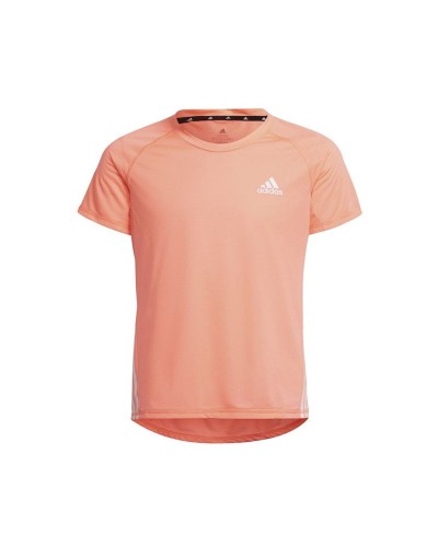T-Shirt met Korte Mouwen voor kinderen Adidas Aeroready 3 Bandas Zalm