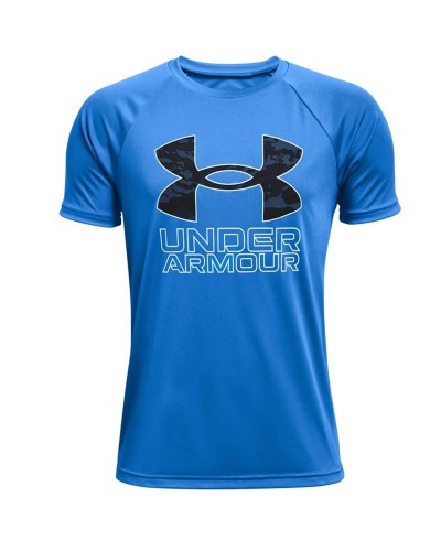Maglia a Maniche Corte per Bambini Under Armour Tech Hybrid Azzurro