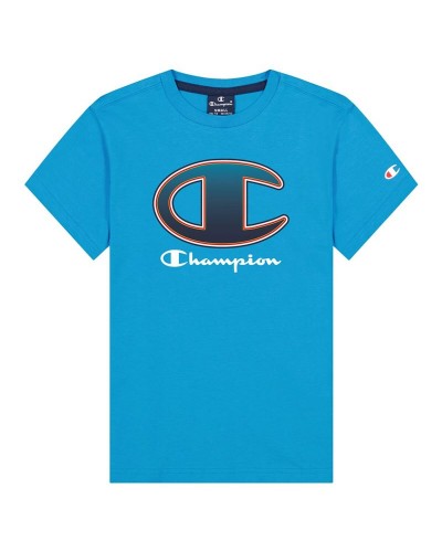 Barn T-shirt med kortärm Champion Crewneck Big Logo Boy Blue Blå