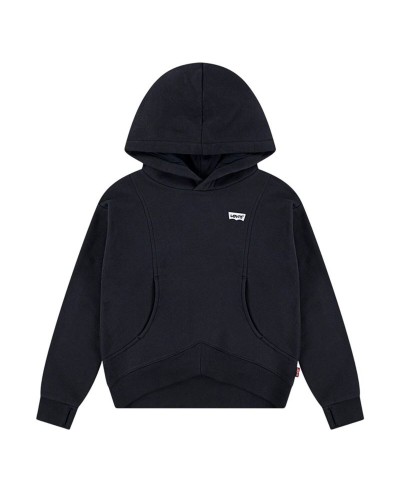 Felpa con Cappuccio da Bambina Levi's Lvg Batwing Patch Hoodie Nero