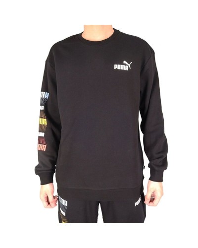 Sweat à capuche homme Puma Puma Repeat Graphic Crew Noir