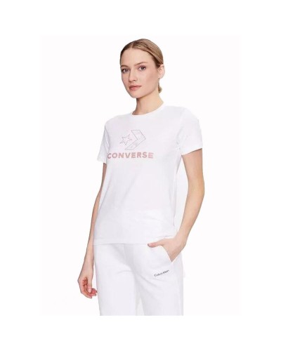 Camiseta de Manga Corta Mujer Converse 10024538-A01 Blanco