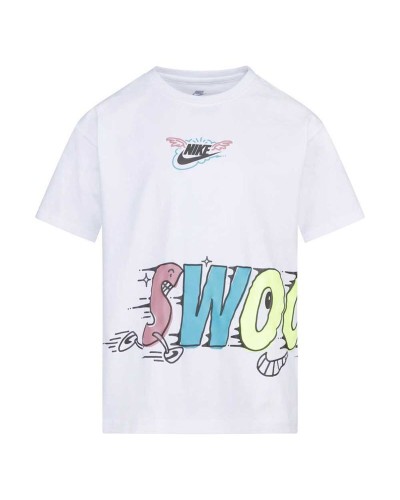 T-Shirt met Korte Mouwen voor kinderen Nike 86L110-001 Wit