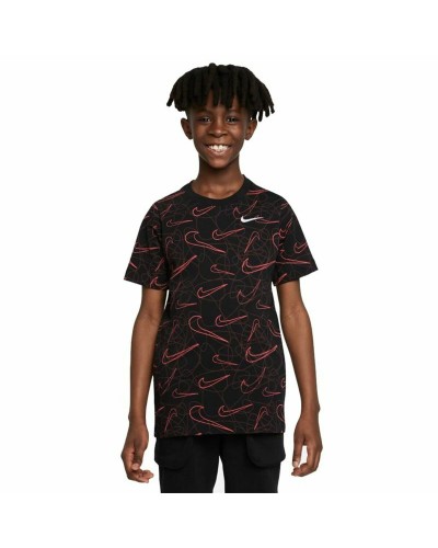 Child's Short Sleeve T-Shirt Nike Sportswear AOP Black