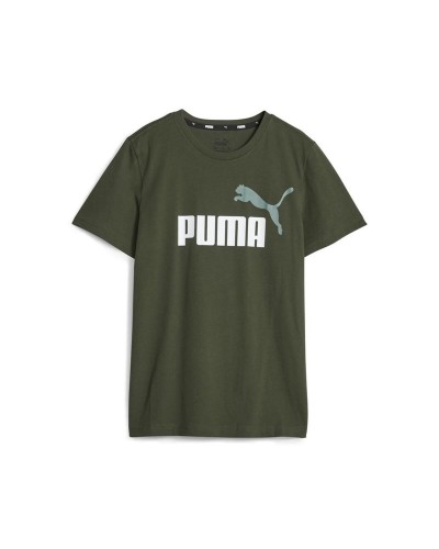T-Shirt met Korte Mouwen voor kinderen Puma Ess+ 2 Col Logo Donkergroen